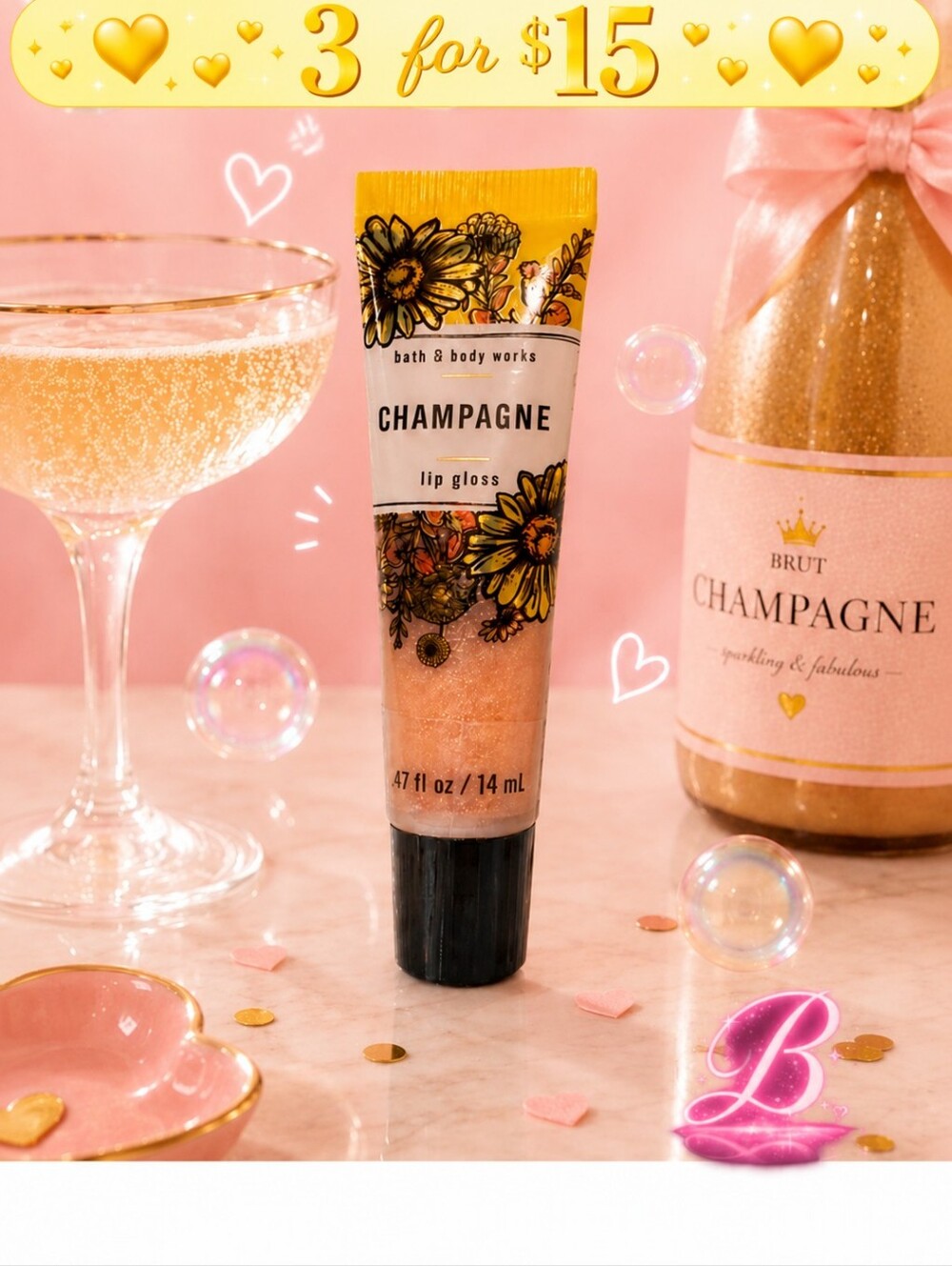 3/$15 Bath & Body Works Champagne Lip Gloss